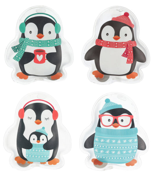 Taschenwärmer Winter Pinguin (4er Set) -  Wichtelgeschenk, Handwärmer, Taschenheizkissen